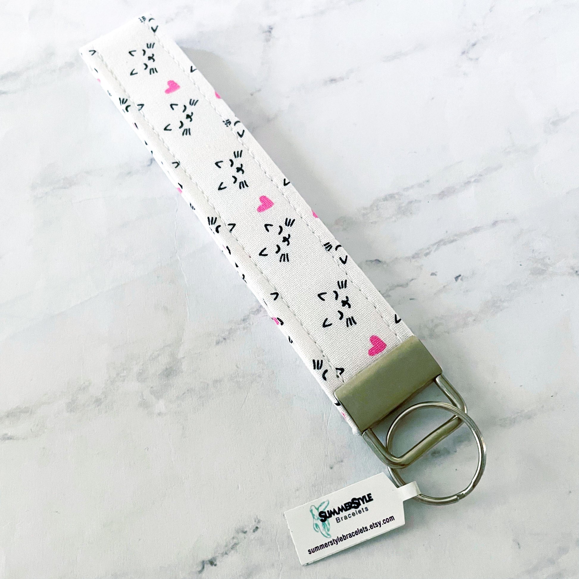 Black Cat Key Fob Wristlet, 6.5in Wristlet Lanyard, Keychain Wristlet, Handmade Lanyard, SummerStyle Bracelets