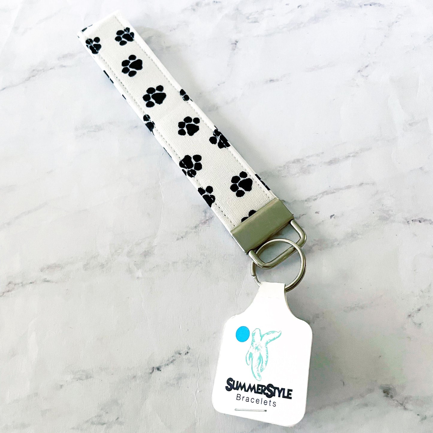Paw Print Key Fob Wristlet, 6.5in Wristlet Lanyard, Keychain Wristlet, Handmade Lanyard, SummerStyle Bracelets