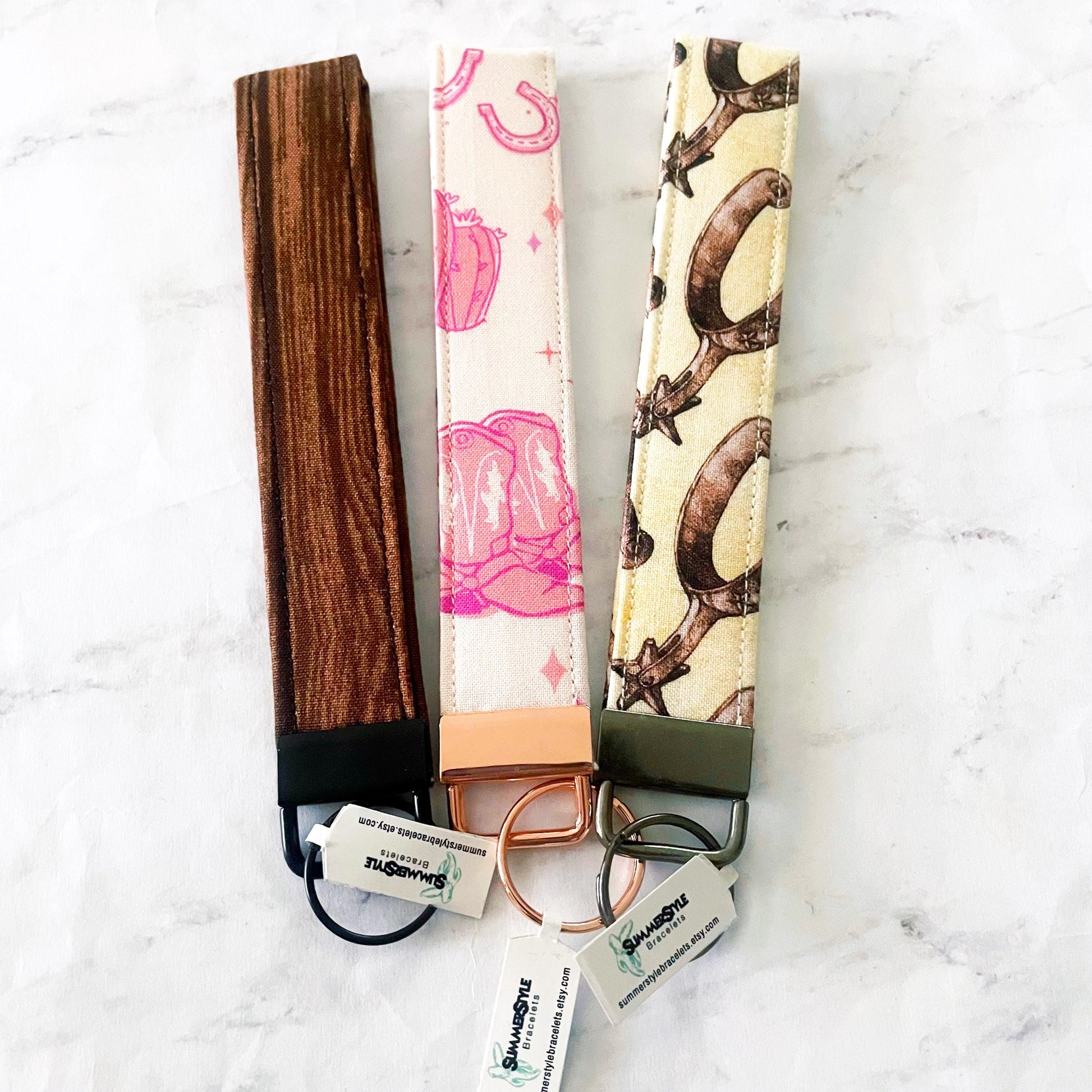 Pink Cowgirl Key Fob Wristlet, 6.5in Wristlet Lanyard, Keychain Wristlet, Handmade Lanyard, SummerStyle Bracelets