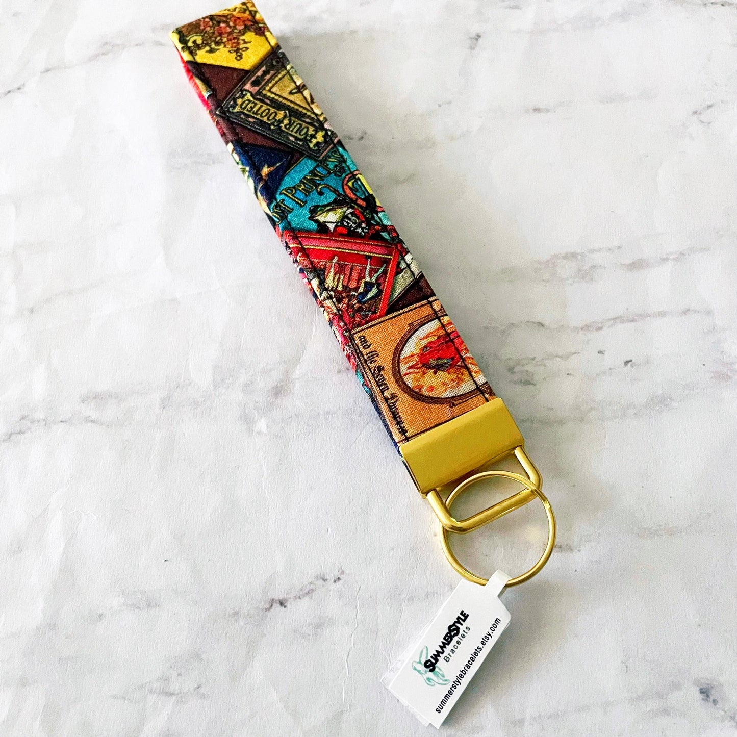 Book Lover Key Fob Wristlet, 6.5in Wristlet Lanyard, Keychain Wristlet, Handmade Lanyard, SummerStyle Bracelets