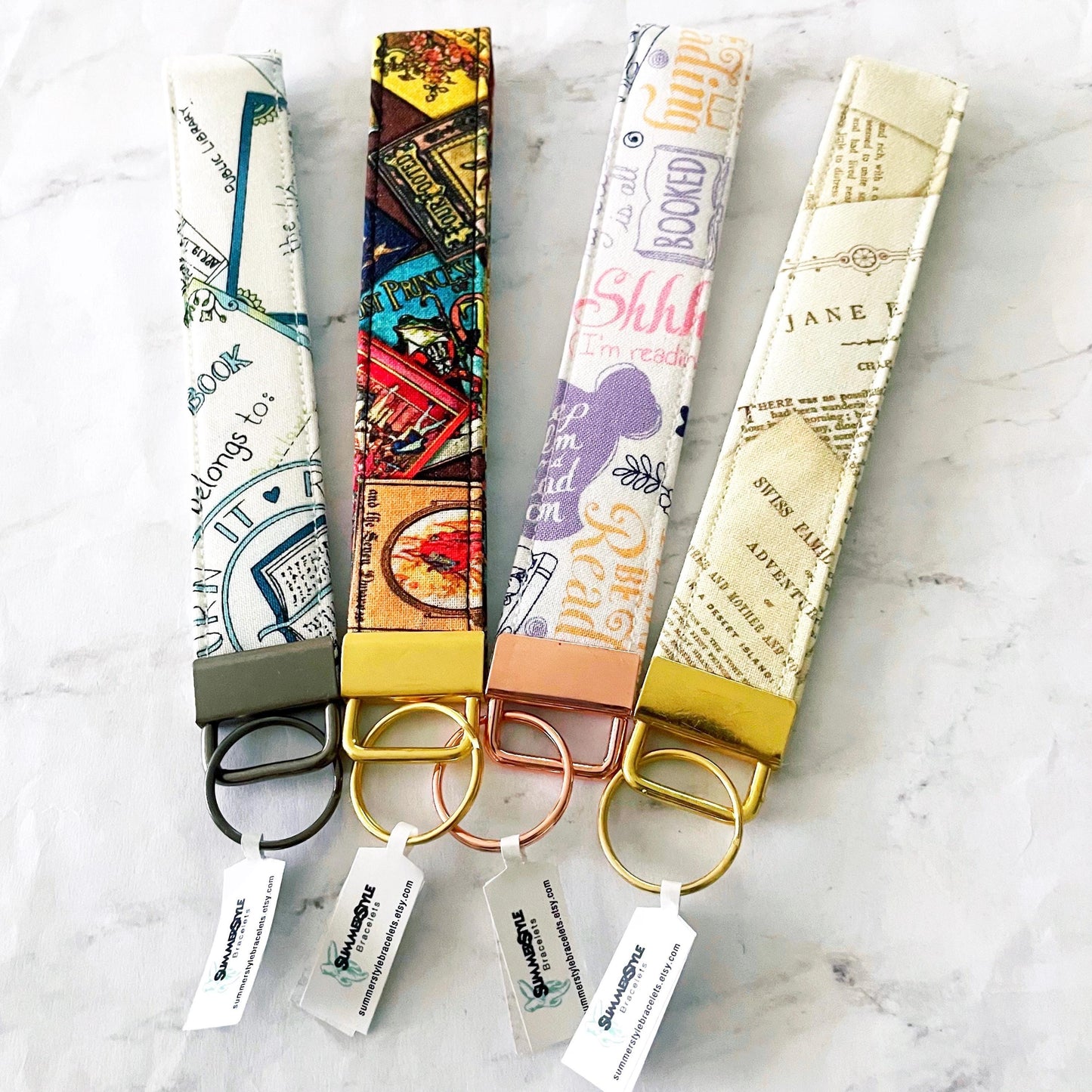 Book Lover Key Fob Wristlet, 6.5in Wristlet Lanyard, Keychain Wristlet, Handmade Lanyard, SummerStyle Bracelets