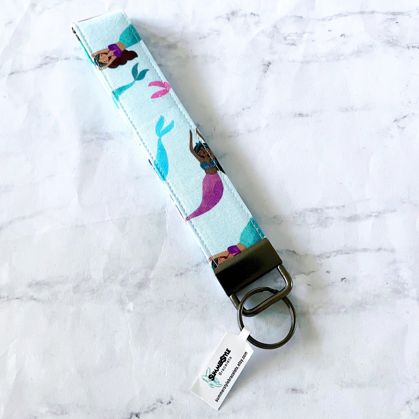 Purple Mermaid Scales Key Fob Wristlet, 6.5in Wristlet Lanyard, Keychain Wristlet, Handmade Lanyard, SummerStyle Bracelets