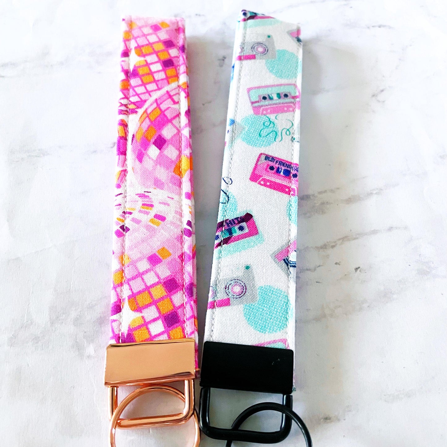 Neon Cassette Key Fob Wristlet, 6.5in Wristlet Lanyard, Keychain Wristlet, Handmade Lanyard, SummerStyle Bracelets
