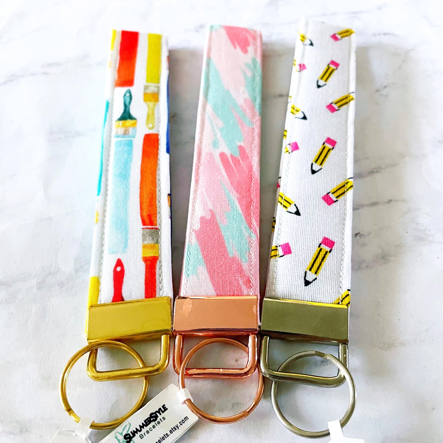 Artist’s Painbrush Key Fob Wristlet, 6.5in Wristlet Lanyard, Keychain Wristlet, Handmade Lanyard, SummerStyle Bracelets