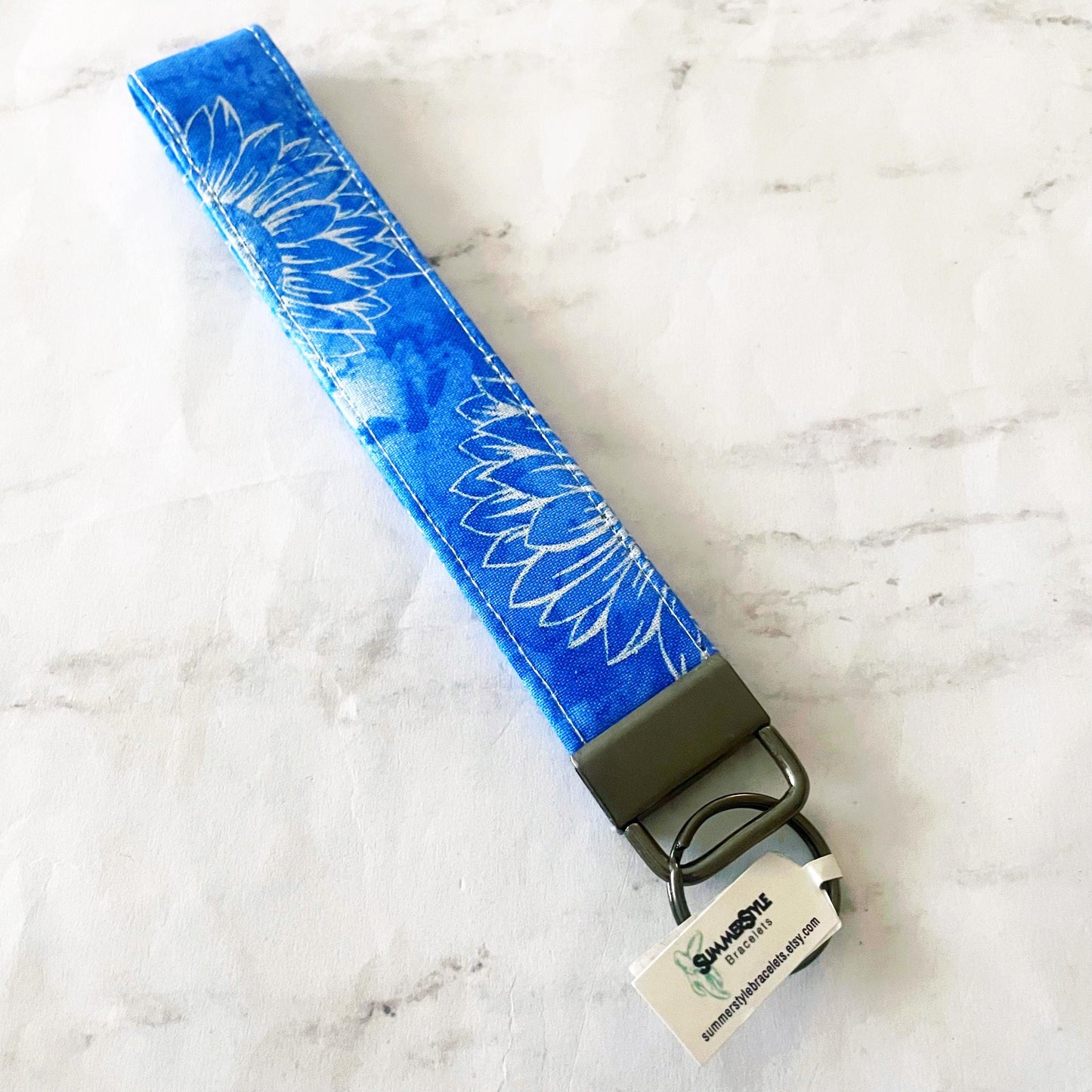 Golden Sunflower Key Fob Wristlet, 6.5in Wristlet Lanyard, Keychain Wristlet, Handmade Lanyard, SummerStyle Bracelets