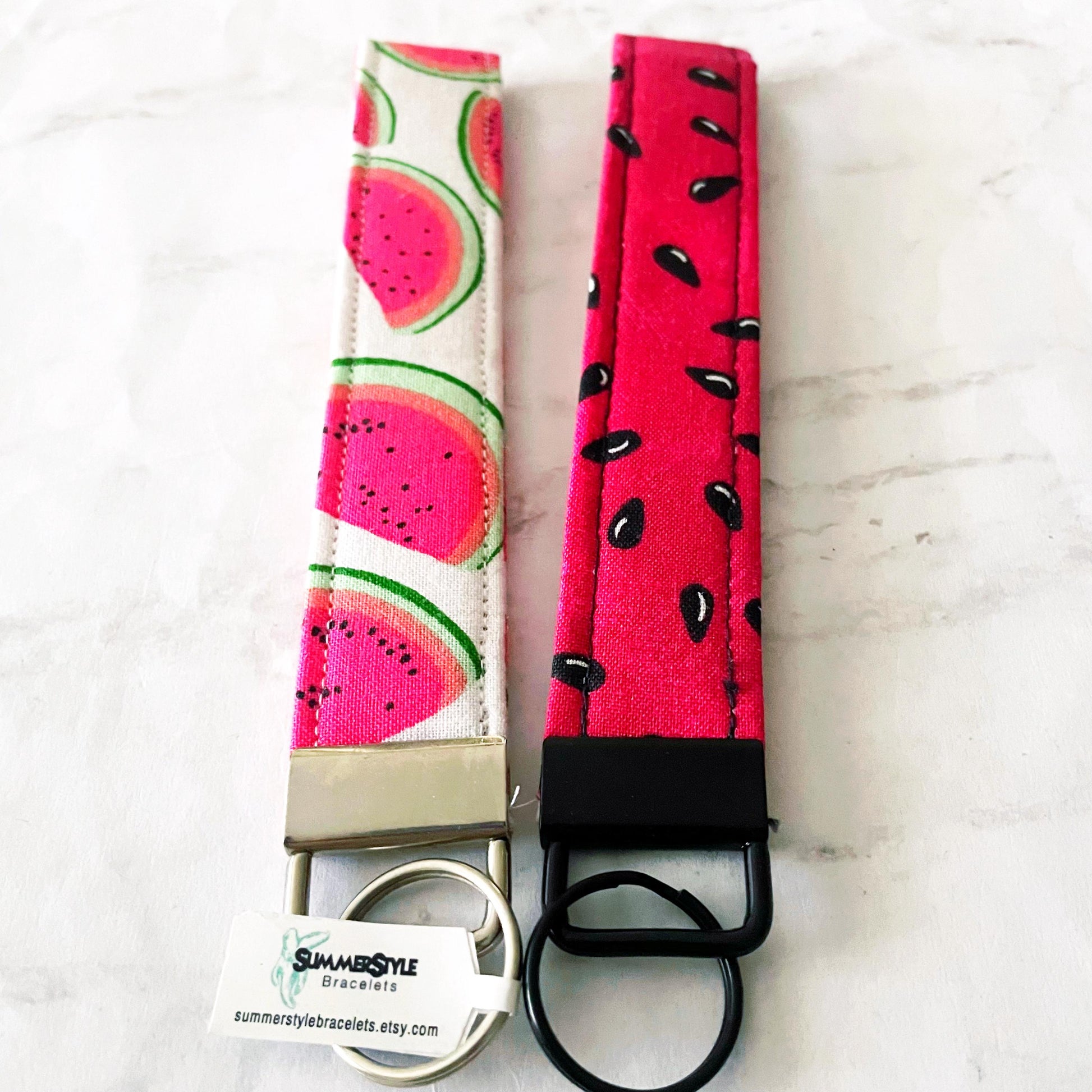 Watermelon Seeds Key Fob Wristlet, 6.5in Wristlet Lanyard, Keychain Wristlet, Handmade Lanyard, SummerStyle Bracelets