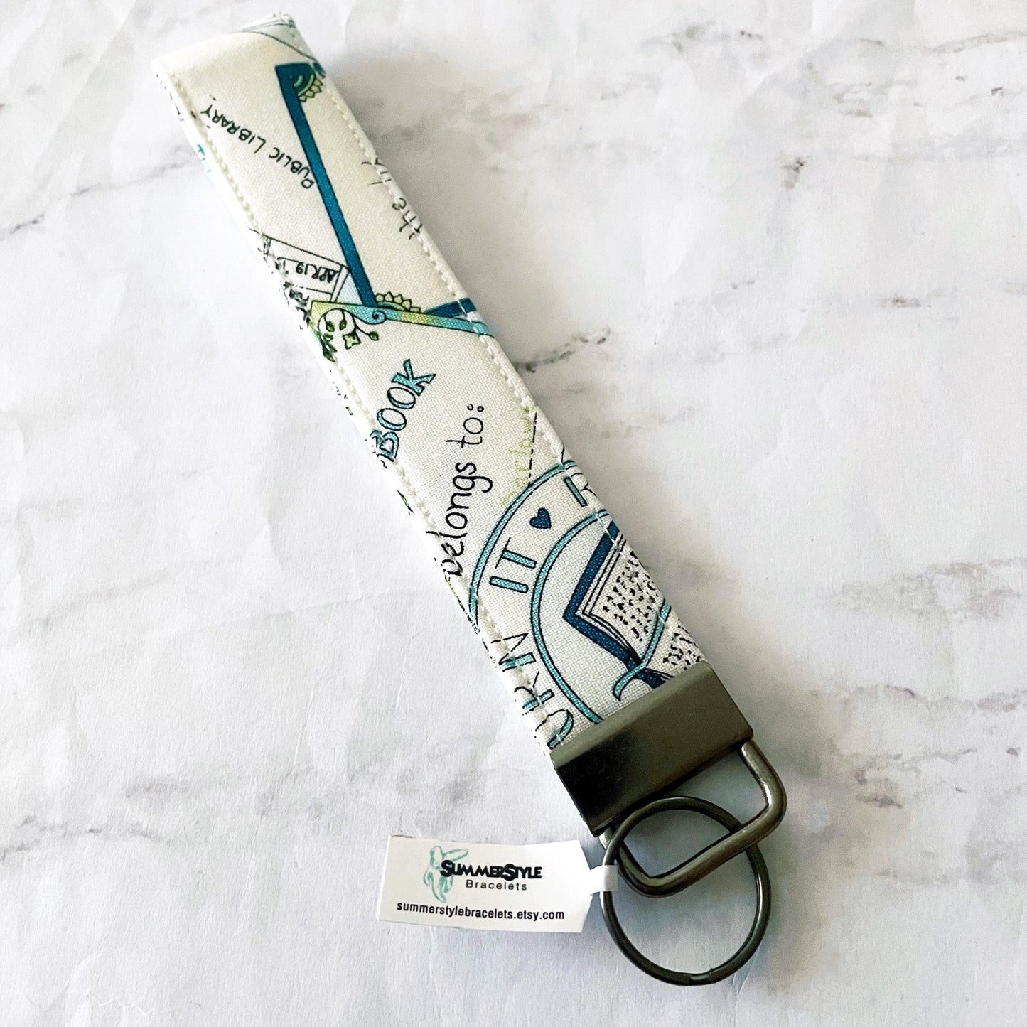 Book Lover Key Fob Wristlet, 6.5in Wristlet Lanyard, Keychain Wristlet, Handmade Lanyard, SummerStyle Bracelets