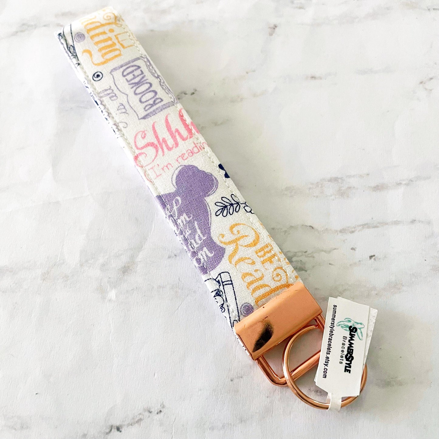 Book Lover Key Fob Wristlet, 6.5in Wristlet Lanyard, Keychain Wristlet, Handmade Lanyard, SummerStyle Bracelets