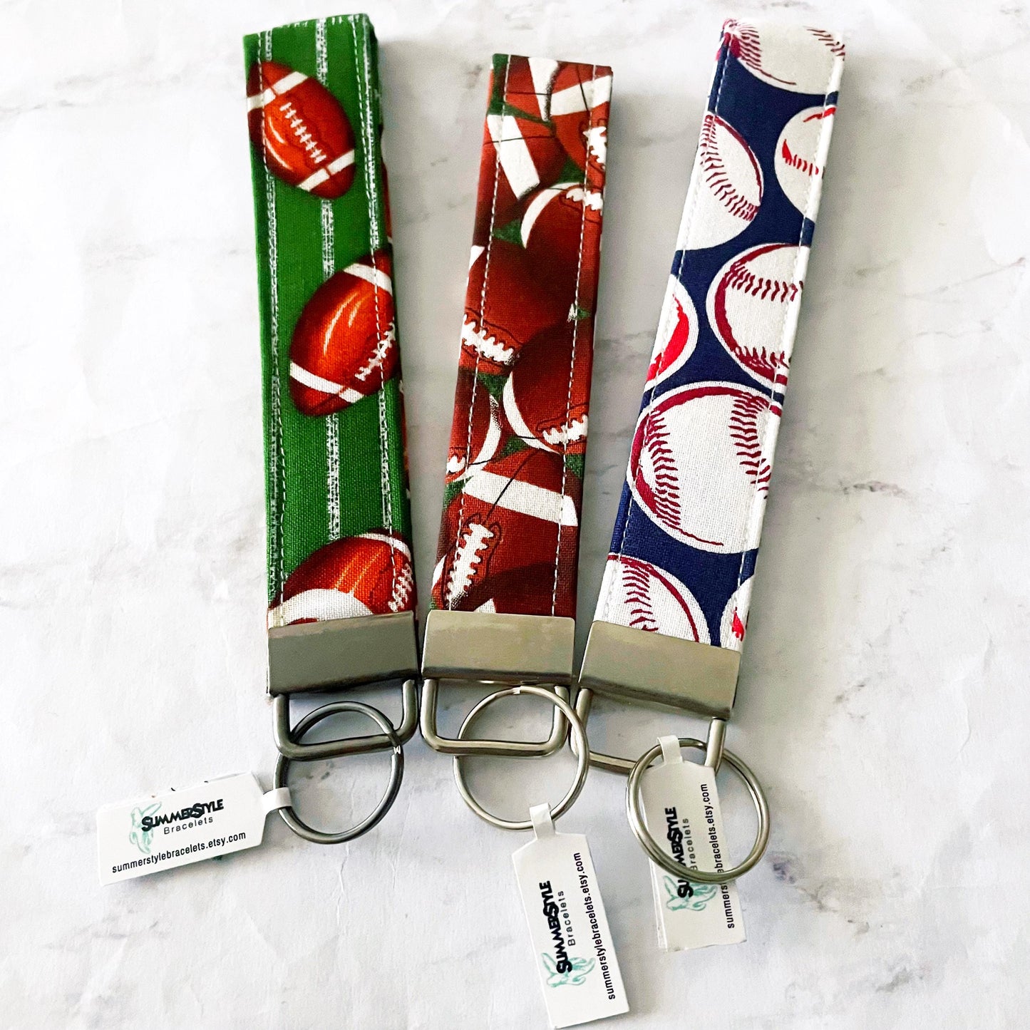 Baseball Key Fob Wristlet, 6.5in Wristlet Lanyard, Keychain Wristlet, Handmade Lanyard, SummerStyle Bracelets