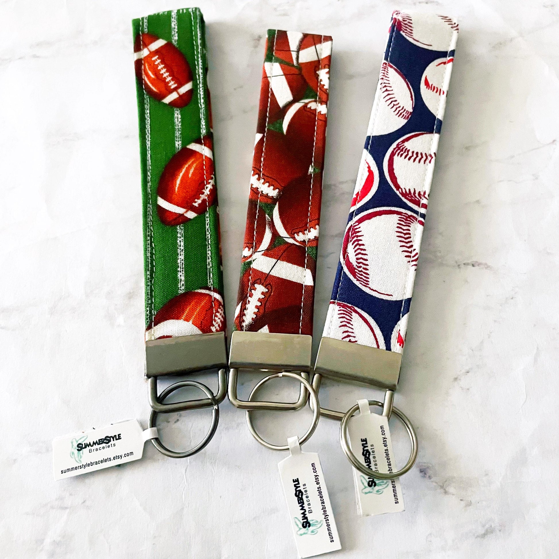 Baseball Key Fob Wristlet, 6.5in Wristlet Lanyard, Keychain Wristlet, Handmade Lanyard, SummerStyle Bracelets