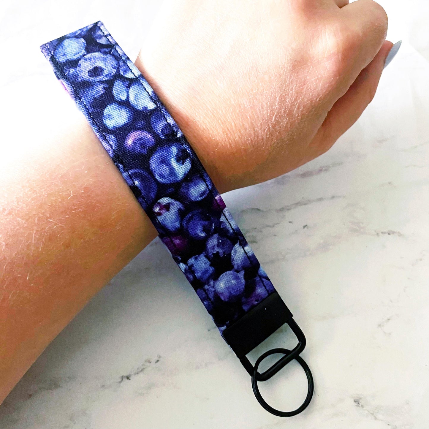 Blueberry Key Fob Wristlet, 6.5in Wristlet Lanyard, Keychain Wristlet, Handmade Lanyard, SummerStyle Bracelets
