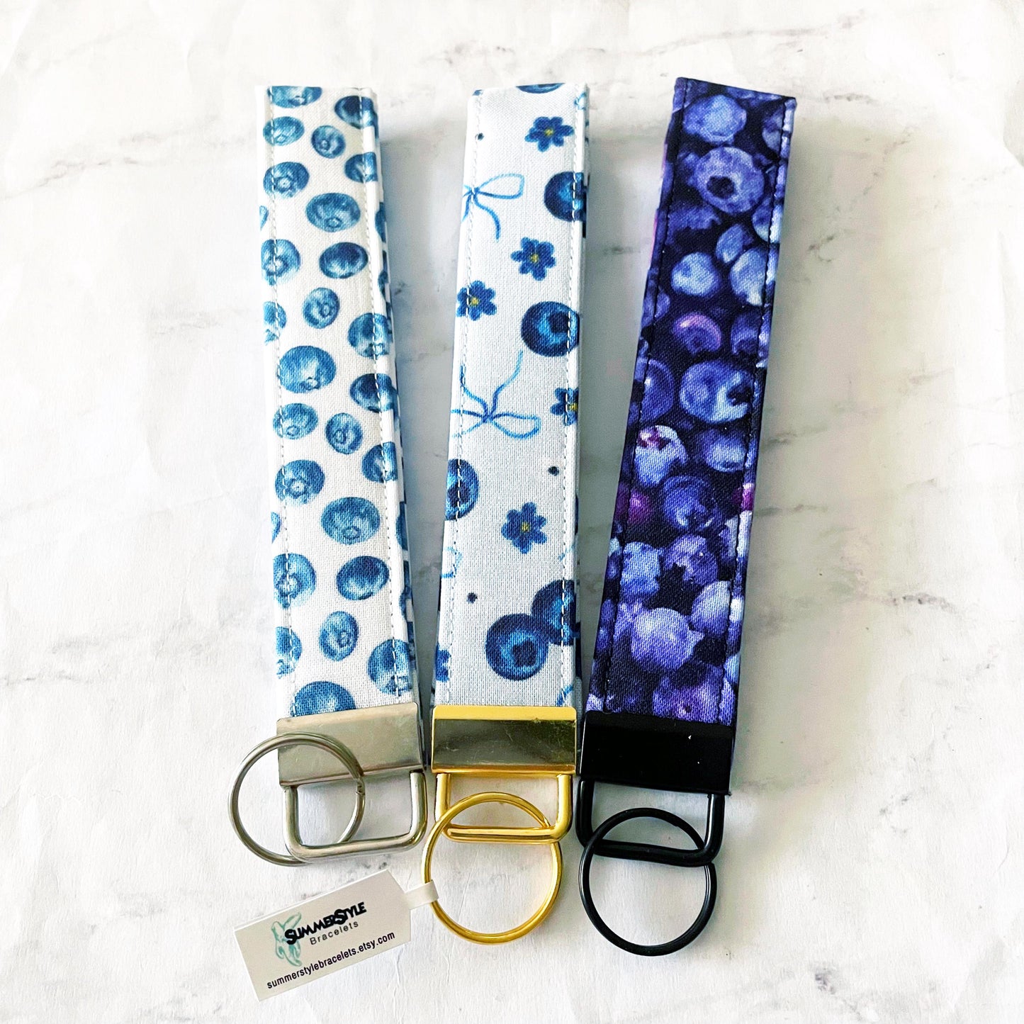 Blueberry Key Fob Wristlet, 6.5in Wristlet Lanyard, Keychain Wristlet, Handmade Lanyard, SummerStyle Bracelets