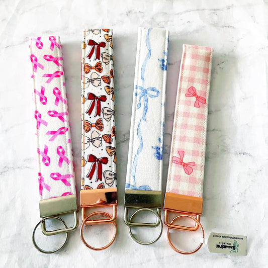 Pink Gingham Bow Key Fob Wristlet, 6.5in Wristlet Lanyard, Keychain Wristlet, Handmade Lanyard, SummerStyle Bracelets