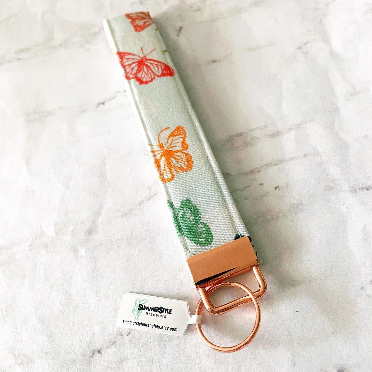 Monarch Butterfly Key Fob Wristlet, 6.5in Wristlet Lanyard, Keychain Wristlet, Butterfly Gift, Handmade Lanyard, SummerStyle Bracelets