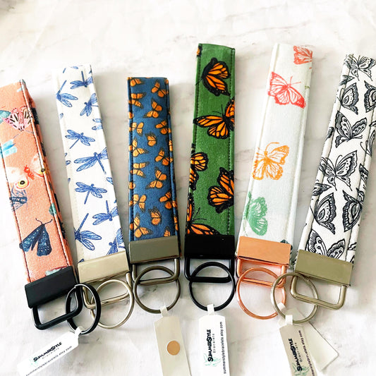 Monarch Butterfly Key Fob Wristlet, 6.5in Wristlet Lanyard, Keychain Wristlet, Butterfly Gift, Handmade Lanyard, SummerStyle Bracelets