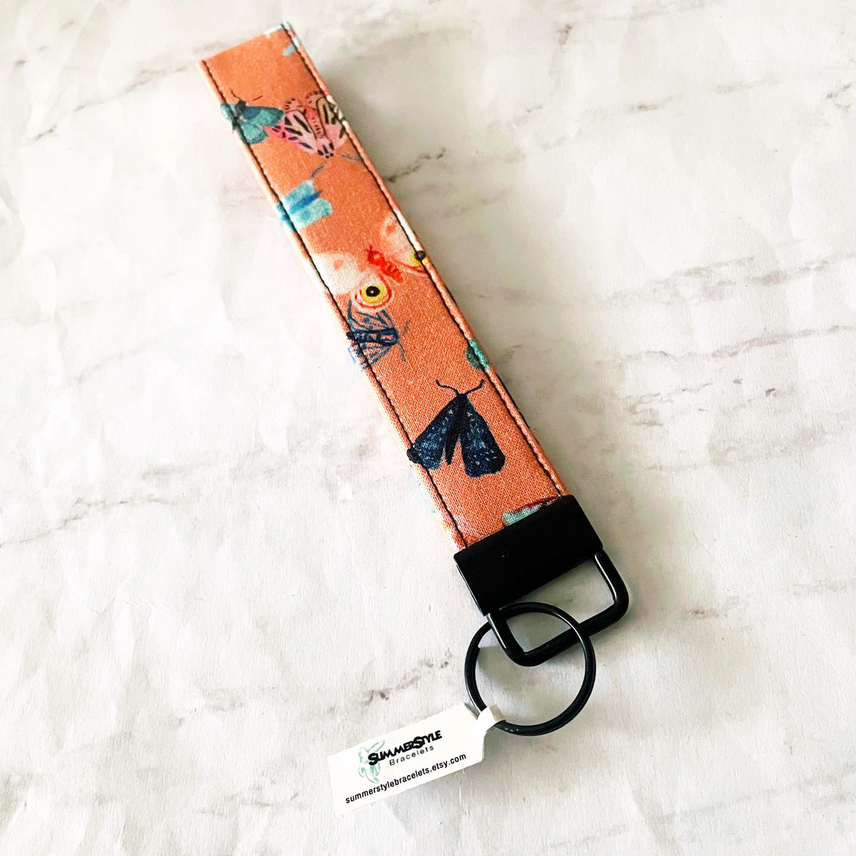 Monarch Butterfly Key Fob Wristlet, 6.5in Wristlet Lanyard, Keychain Wristlet, Butterfly Gift, Handmade Lanyard, SummerStyle Bracelets