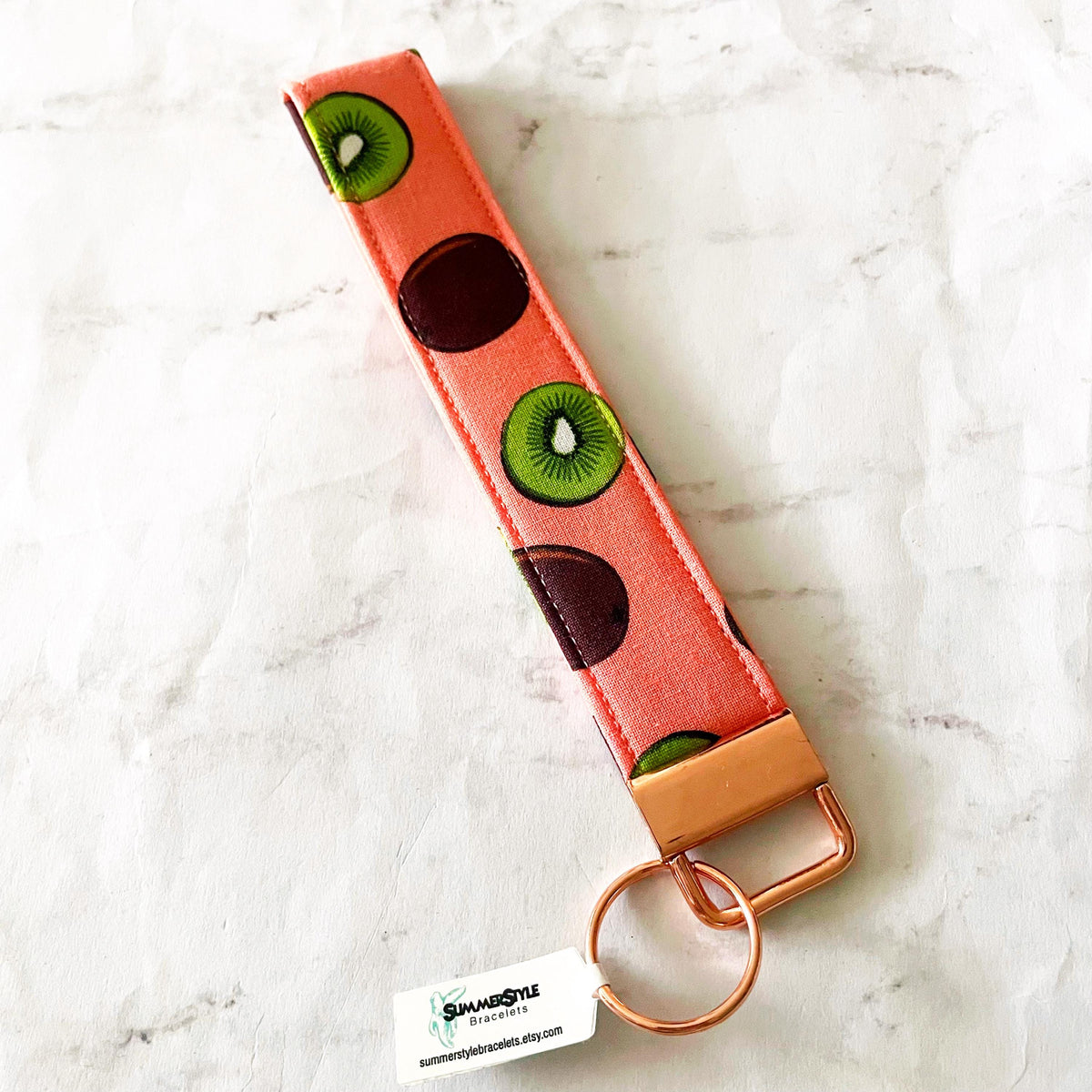 Cute Kiwi Key Fob Wristlet, 6.5in Wristlet Lanyard, Keychain Wristlet, Handmade Lanyard, SummerStyle Bracelets