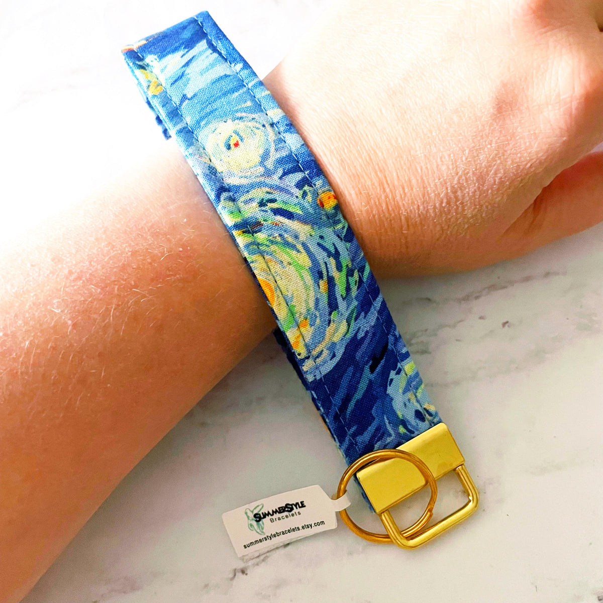 Golden Sun Key Fob Wristlet, 6.5in Wristlet Lanyard, Keychain Wristlet, Handmade Lanyard, SummerStyle Bracelets
