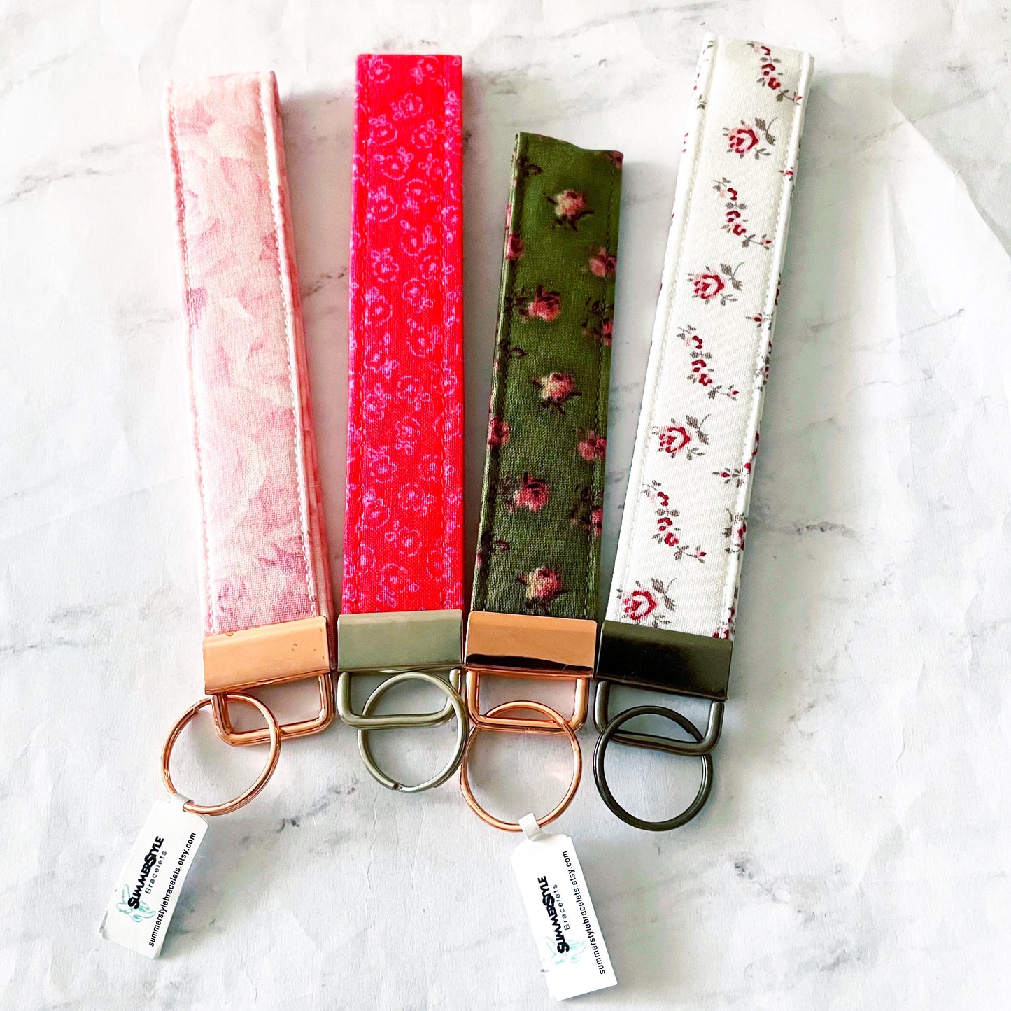 Ravishing Roses Key Fob Wristlet, 6.5in Wristlet Lanyard, Keychain Wristlet, Handmade Lanyard, SummerStyle Bracelets