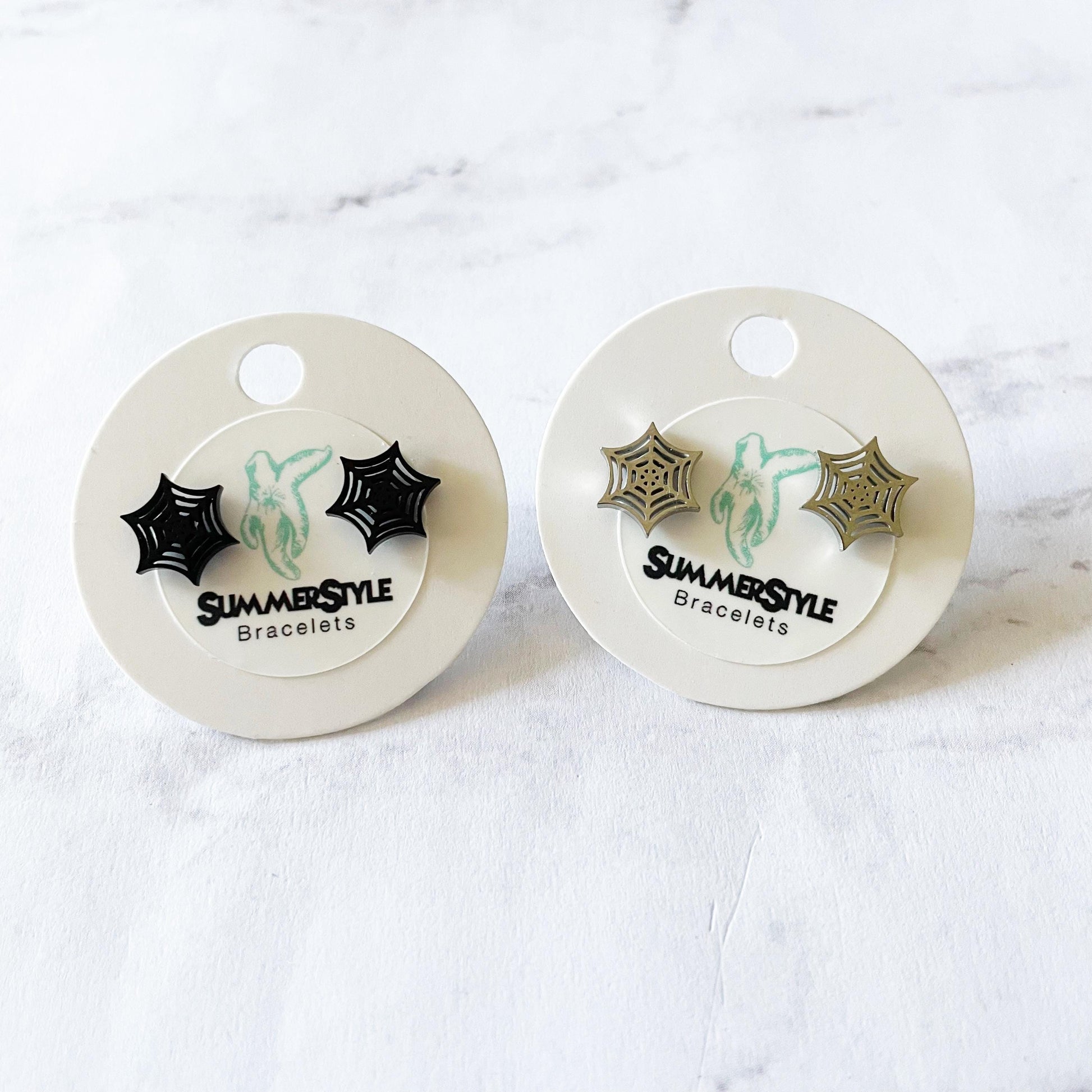 Spider Web Stud Earrings, Stainless Steel Earrings, Spooky Earrings, Halloween Earrings, SummerStyle Bracelets