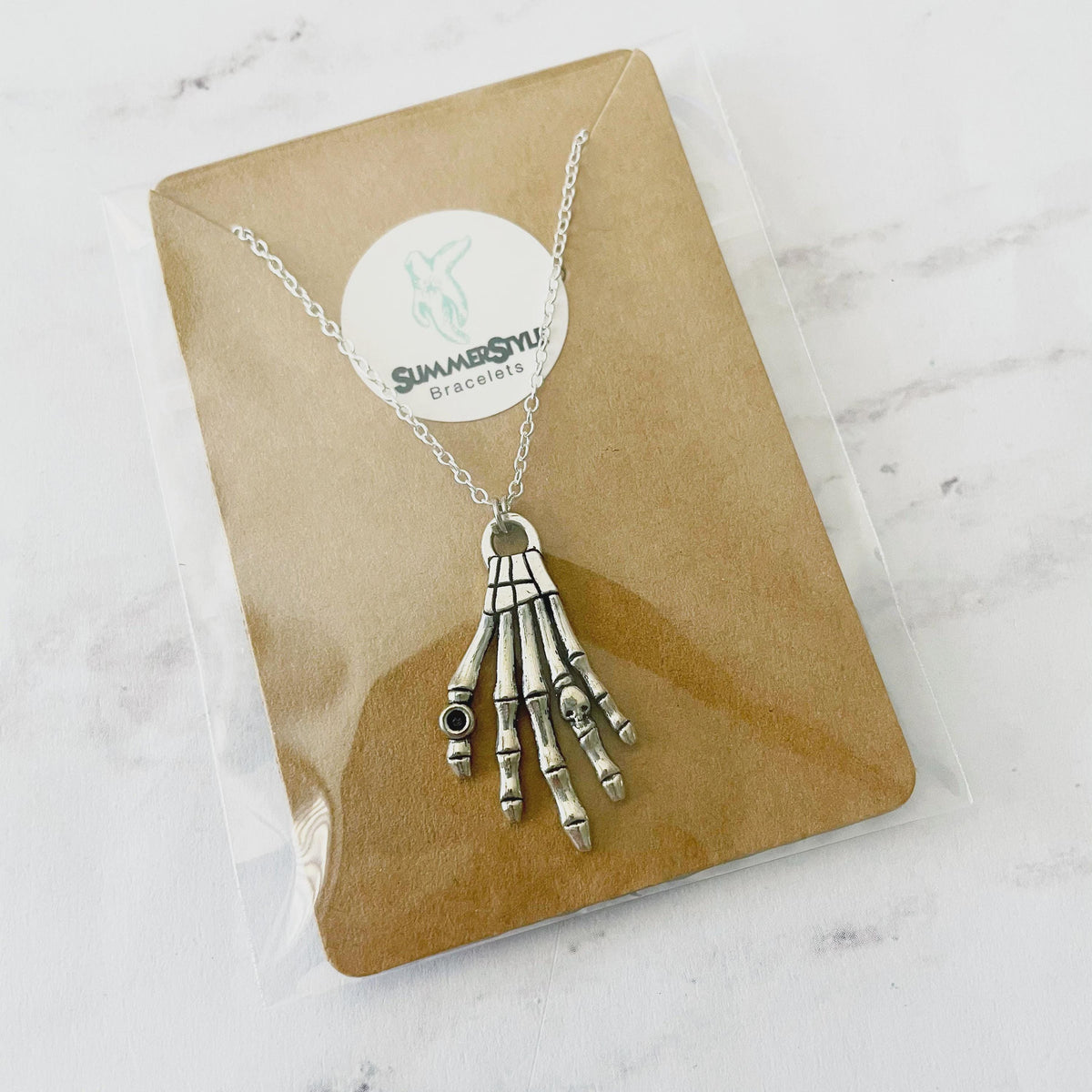Skeleton Hand Necklace, Halloween Jewelry, Stainless Steel Chain Necklace, SummerStyle Bracelets