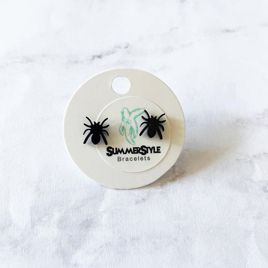 Black Spider Stud Earrings, Stainless Steel Earrings, Spider Earrings, Halloween Earrings, SummerStyle Bracelets