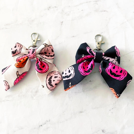 Pumpkin Mini Bow Bag Charm, Bow Keychain, Girly Halloween, SummerStyle Bracelets
