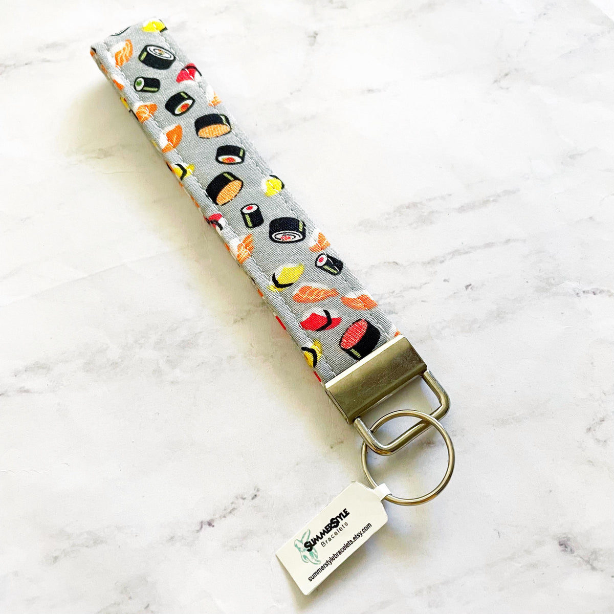 Aqua Pizza Key Fob Wristlet, 6.5in Wristlet Lanyard, Keychain Wristlet, Handmade Lanyard, SummerStyle Bracelets