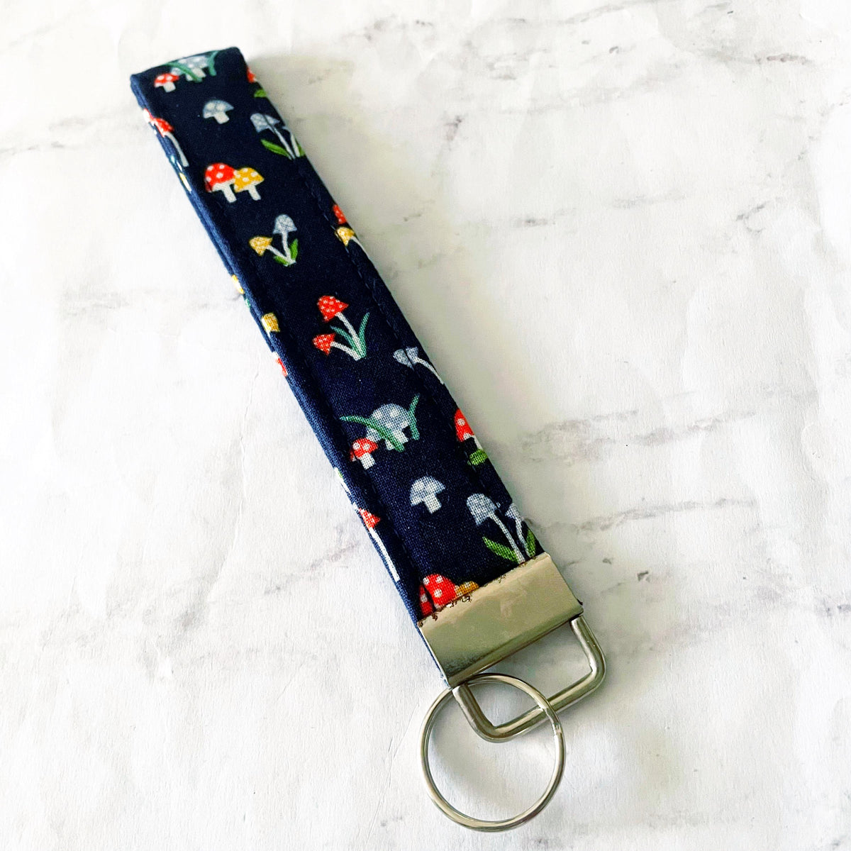 Midnight Mushroom Key Fob Wristlet, 6.5in Wristlet Lanyard, Keychain Wristlet, Handmade Lanyard, Mushroom Gift, SummerStyle Bracelets