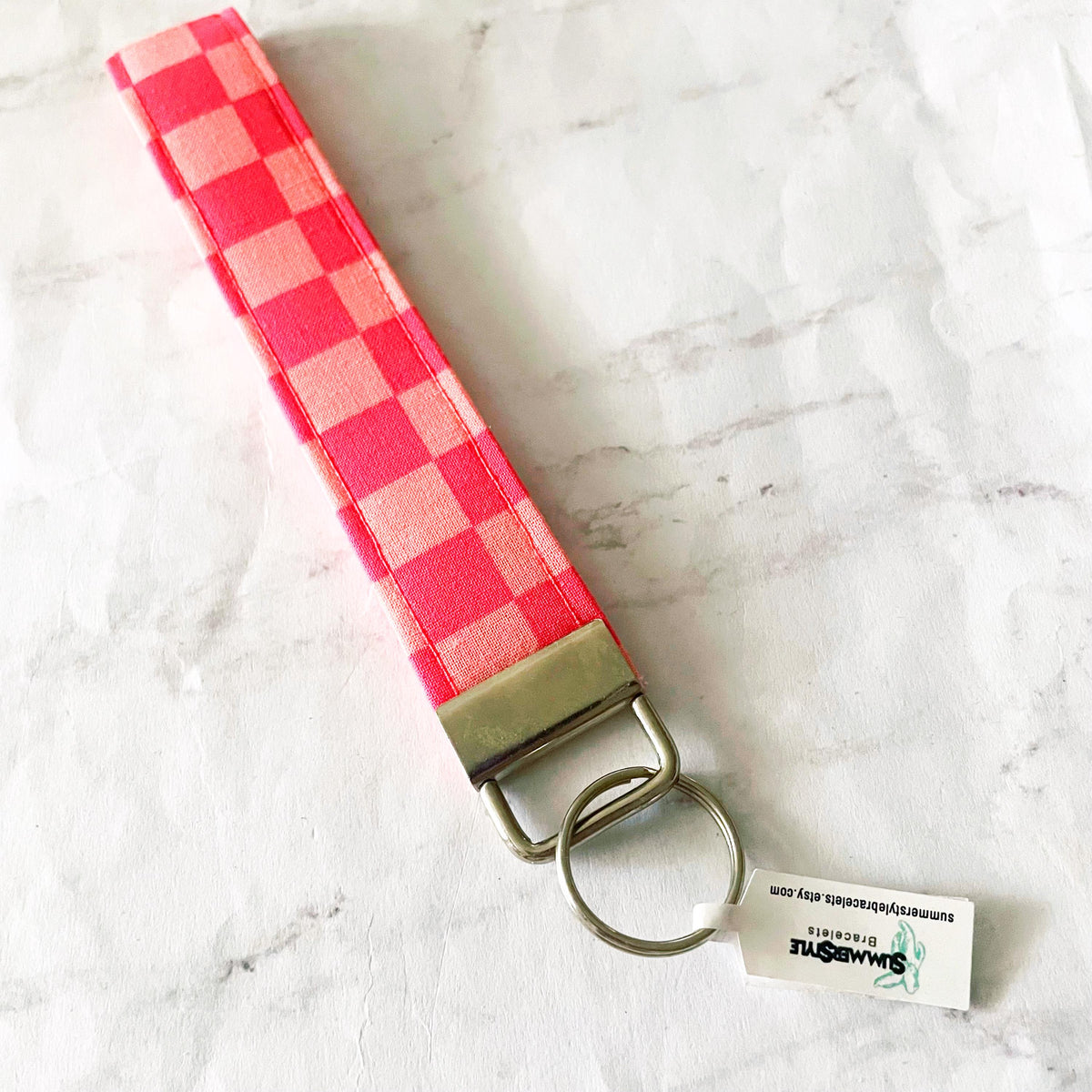 Black & White Checkered Key Fob Wristlet, 6.5in Wristlet Lanyard, Keychain Wristlet, Handmade Lanyard, SummerStyle Bracelets