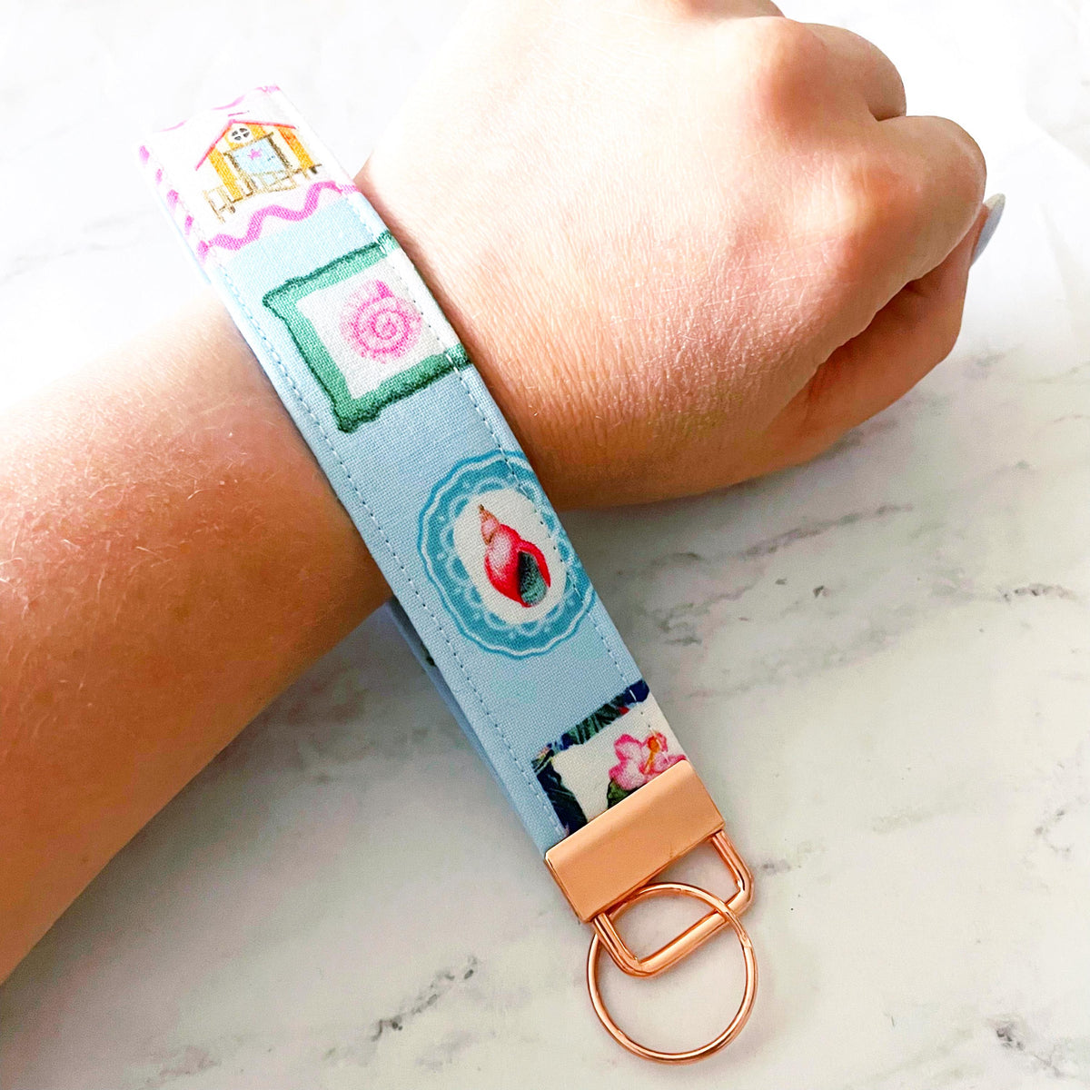 Teal Sea Turtle Key Fob Wristlet, 6.5in Wristlet Lanyard, Keychain Wristlet, Handmade Lanyard, SummerStyle Bracelets