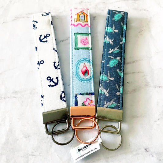 Teal Sea Turtle Key Fob Wristlet, 6.5in Wristlet Lanyard, Keychain Wristlet, Handmade Lanyard, SummerStyle Bracelets