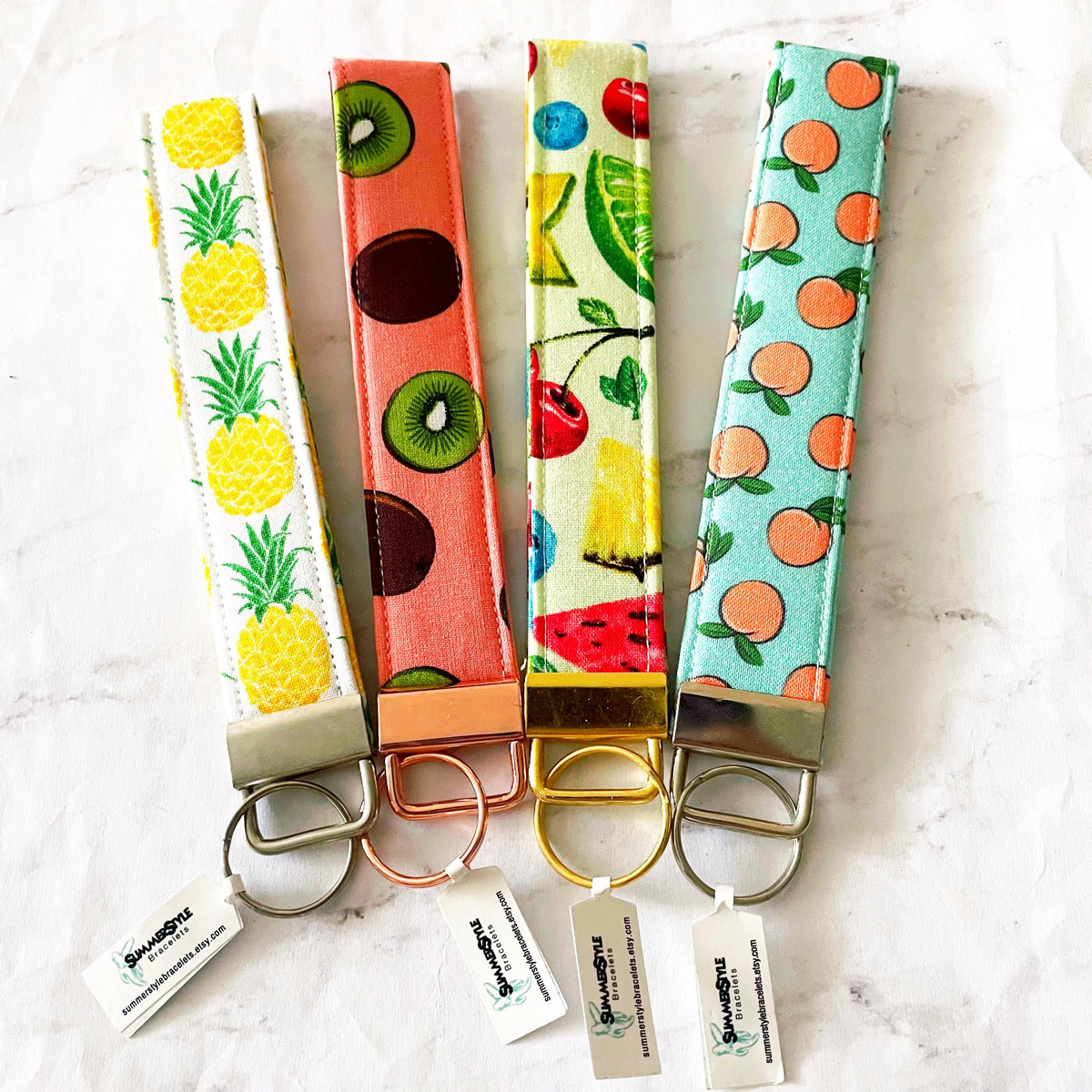 Cute Kiwi Key Fob Wristlet, 6.5in Wristlet Lanyard, Keychain Wristlet, Handmade Lanyard, SummerStyle Bracelets