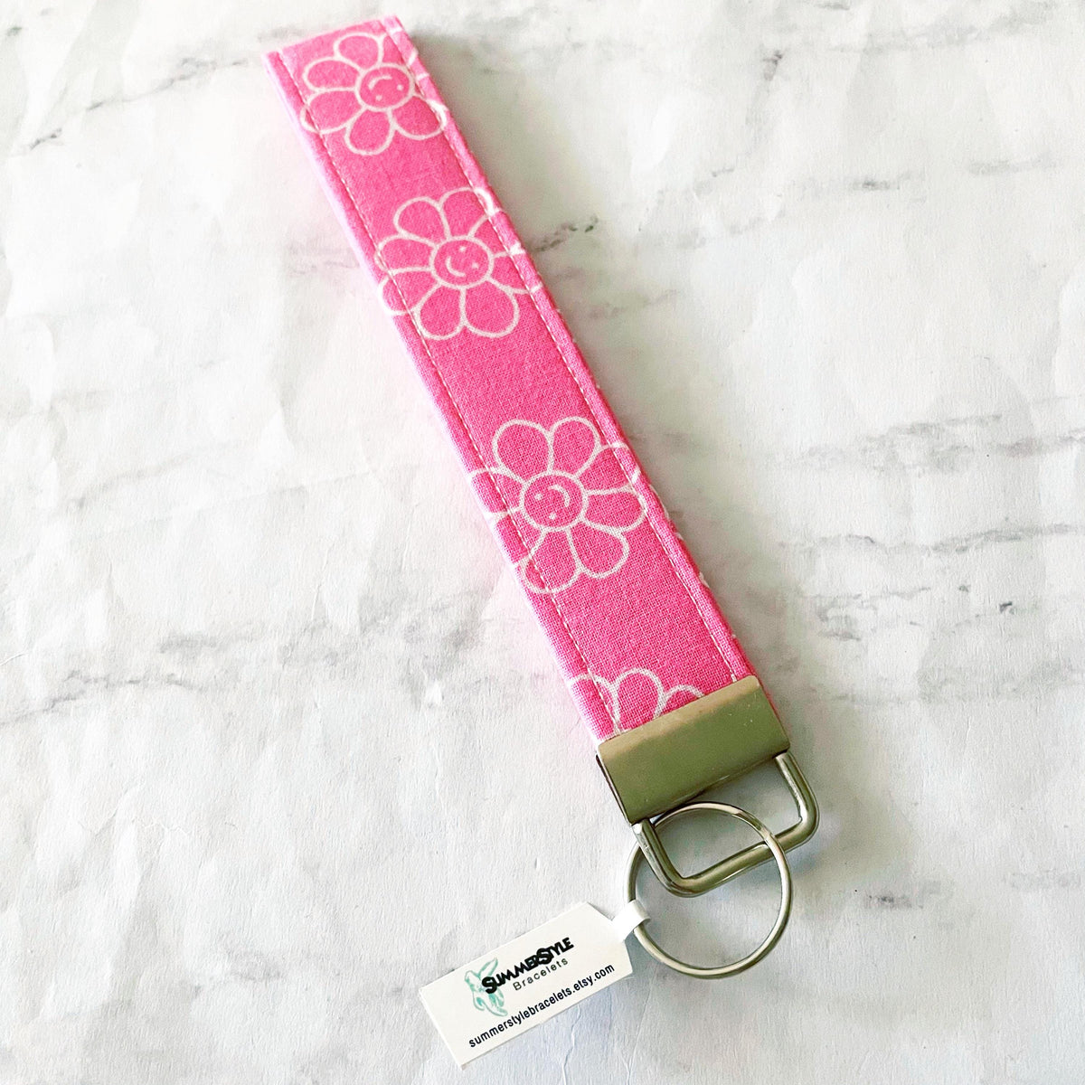 Groovy 70s Key Fob Wristlet, 6.5in Wristlet Lanyard, Keychain Wristlet, Handmade Lanyard, SummerStyle Bracelets