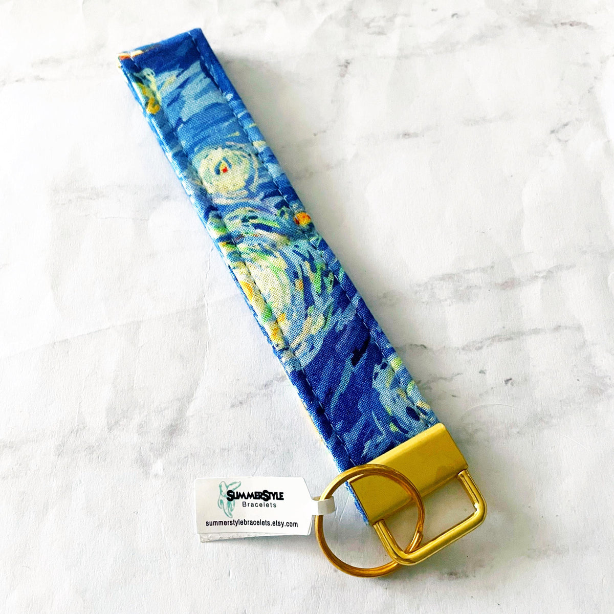 Golden Sun Key Fob Wristlet, 6.5in Wristlet Lanyard, Keychain Wristlet, Handmade Lanyard, SummerStyle Bracelets