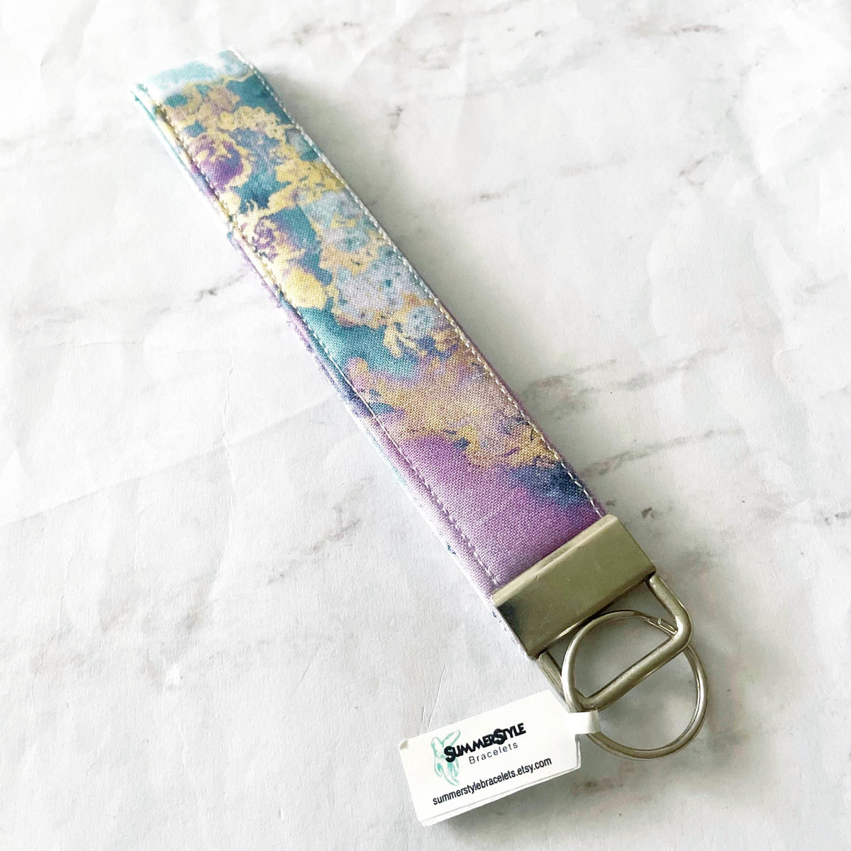 Rainbow Tie Dye Key Fob Wristlet, 6.5in Wristlet Lanyard, Keychain Wristlet, Handmade Lanyard, SummerStyle Bracelets