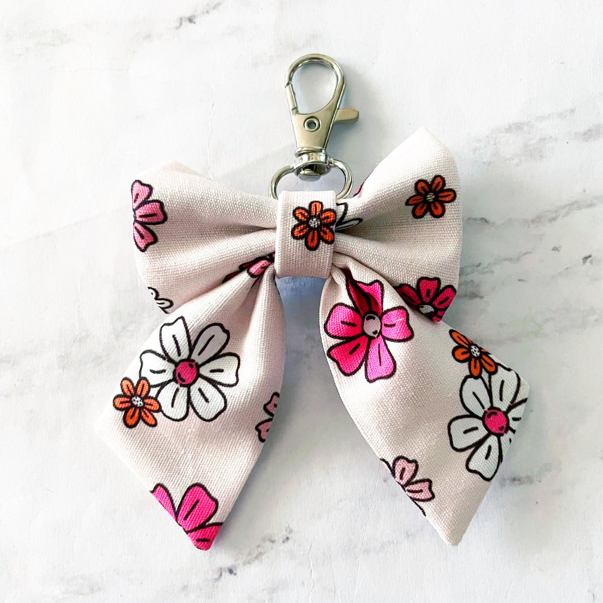 Flowers & Stripes Mini Bow Bag Charm, Bow Keychain, Girly Halloween, SummerStyle Bracelets
