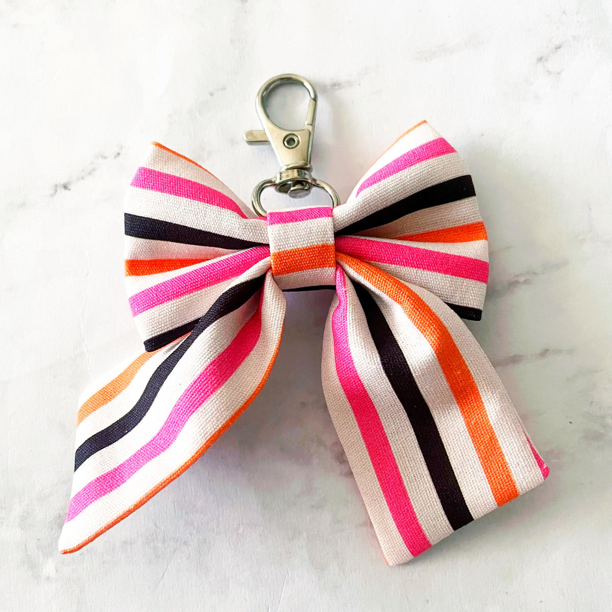 Flowers & Stripes Mini Bow Bag Charm, Bow Keychain, Girly Halloween, SummerStyle Bracelets
