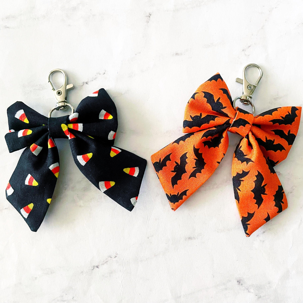 Bats & Candy Corn Mini Bow Bag Charm, Bow Keychain, Girly Halloween, SummerStyle Bracelets