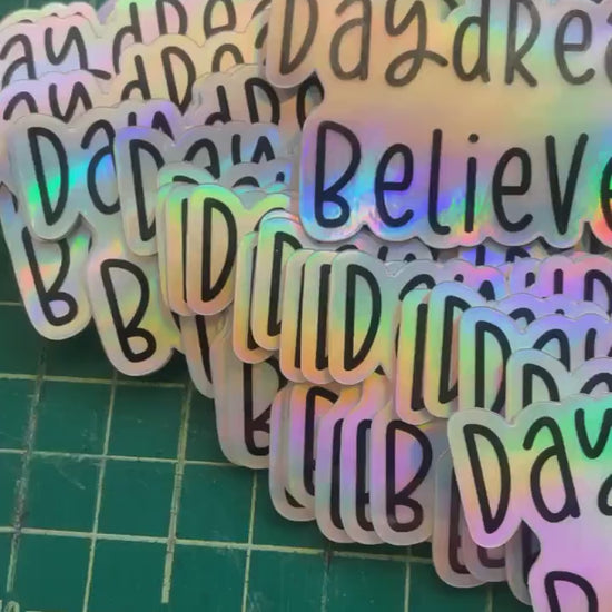 Holographic Daydream Believer Waterproof Sticker, Rainbow Holographic Sticker, Waterproof Decals, Water Bottle Stickers