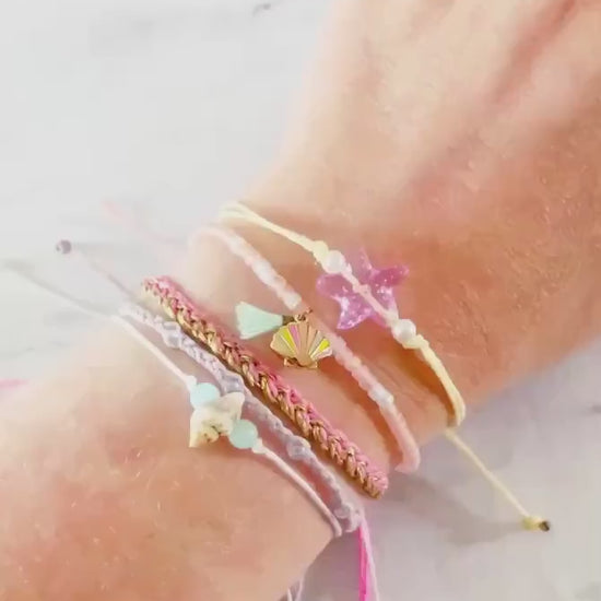 Mermaid Dreams Adjustable Waterproof Bracelet Set, Seashell Bracelets, Surf Jewelry, SummerStyle Bracelets