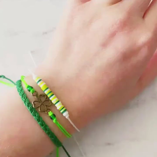 ST PATRICKS DAY Shamrock Adjustable Waterproof Bracelet Set, St Patty’s Day Bracelet, Lucky Jewelry, SummerStyle Bracelets