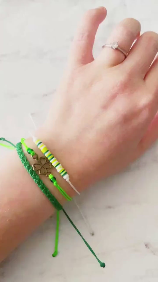 ST PATRICKS DAY Shamrock Adjustable Waterproof Bracelet Set, St Patty’s Day Bracelet, Lucky Jewelry, SummerStyle Bracelets