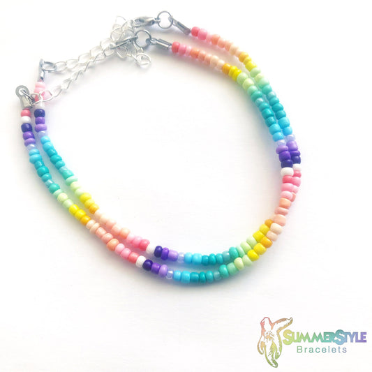 Ombré Rainbow Beaded Anklets, Ankle Bracelet, Seed Bead Anklet, Rainbow Anklet, SummerStyle Bracelets