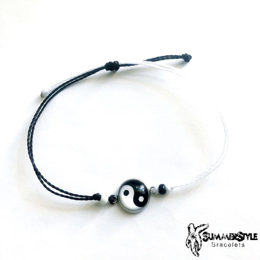 Yin Yang Adjustable Waterproof Bracelet, Yin Yang Bracelet, Cabochon Jewelry, Wax Cord Bracelet, SummerStyle Bracelets