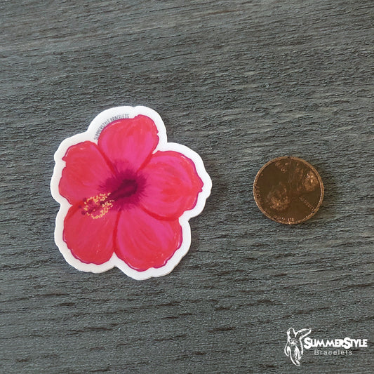 Happy Hibiscus Waterproof Sticker, Tropical Flower Sticker, Waterproof Decals, Stickers, Water Bottle Stickers, SummerStyle Bracelets