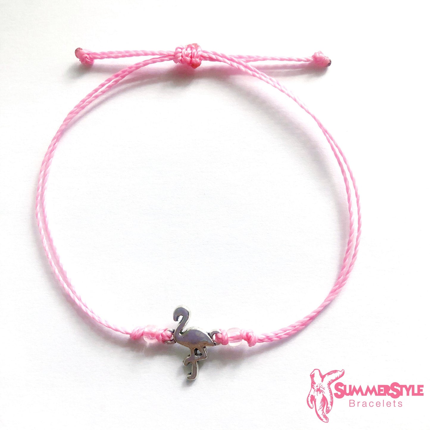 Silver Flamingo Custom Adjustable Waterproof Bracelet, Flamingo Bracelet, Flamingo Gift, SummerStyle Bracelets