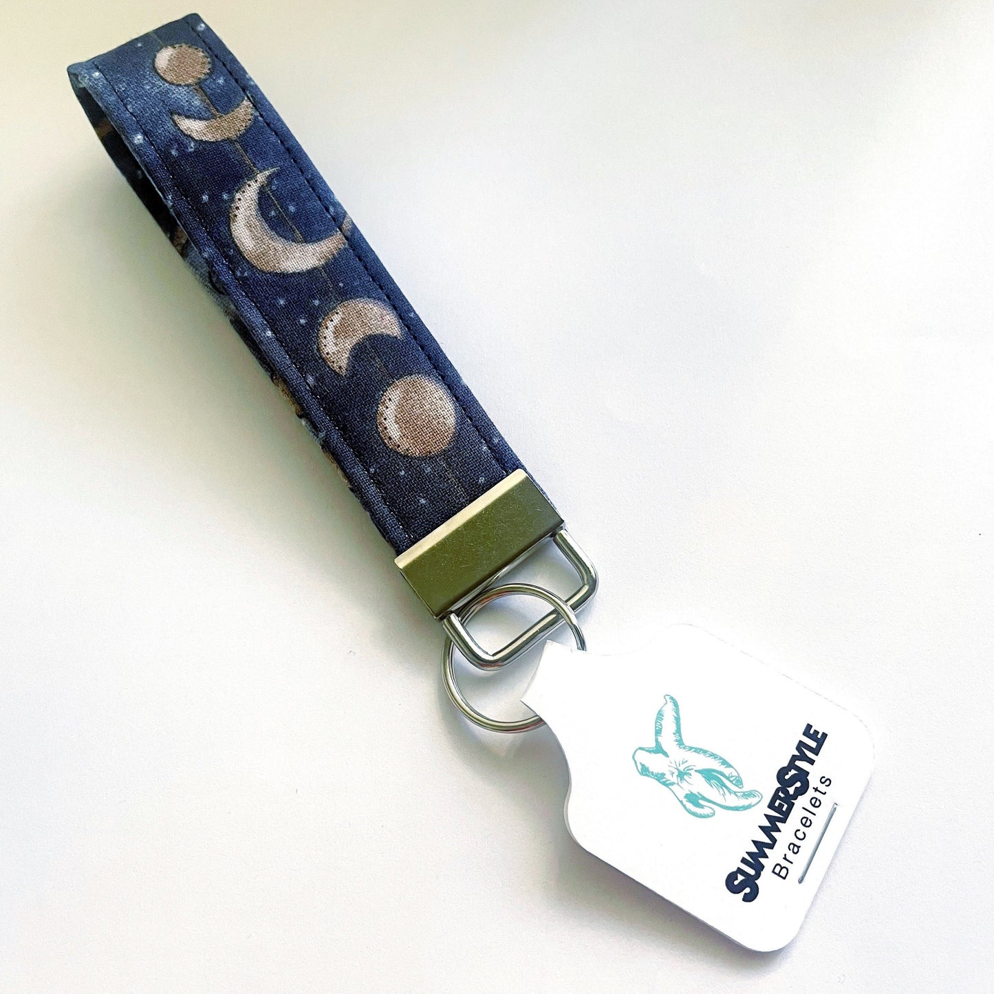 Moon Phase Key Fob Wristlet, 5.5in Wristlet Lanyard, Keychain Wristlet, Handmade Lanyard, SummerStyle Bracelets