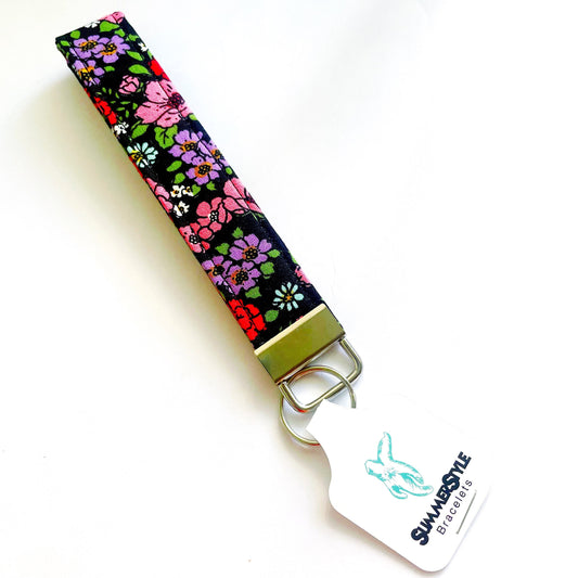 Valentine Floral Key Fob Wristlet, 6.5in Wristlet Lanyard, Keychain Wristlet, Handmade Lanyard, SummerStyle Bracelets