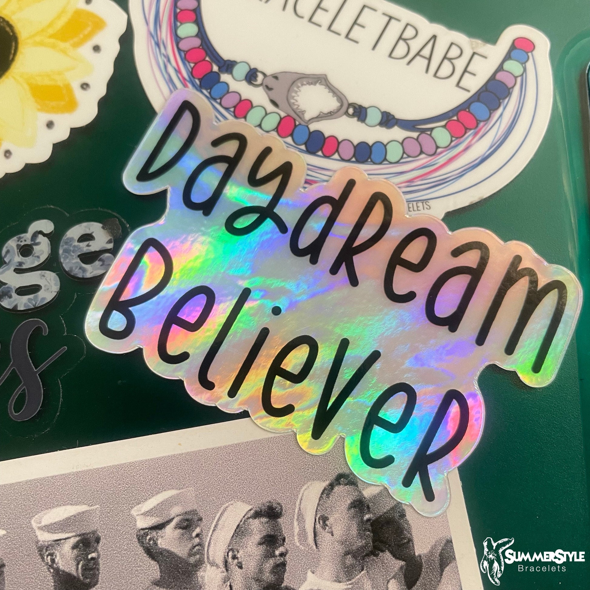 Holographic Daydream Believer Waterproof Sticker, Rainbow Holographic Sticker, Waterproof Decals, Water Bottle Stickers